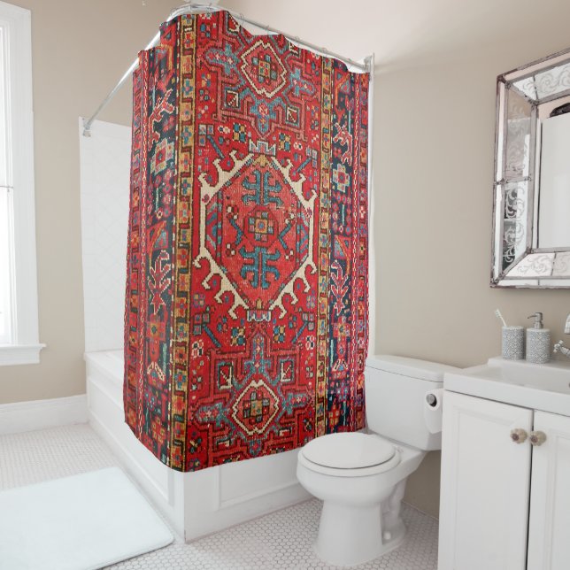 Rideaux De Douche Tapis Oriental Turc Persan Antique (En situation)