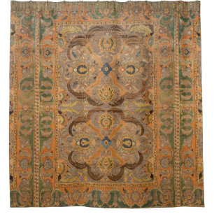 Rideaux De Douche Tapis Persique antique Brown orange