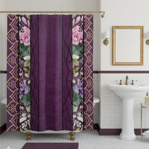 Rideaux De Douche Tapisserie vintage en velours victorien violet