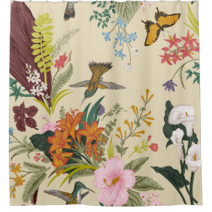 Rideaux De Douche Tapisserie Vintage tropicale