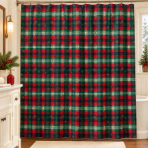 Tartan à carreaux rouge et vert de Noël Flocons de
