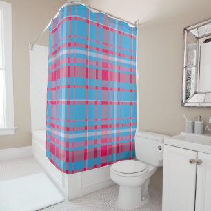 Rideaux De Douche Tartan bleu et rouge