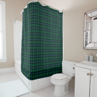 Rideaux De Douche Tartan écossais MacKay, vert, bleu et noir