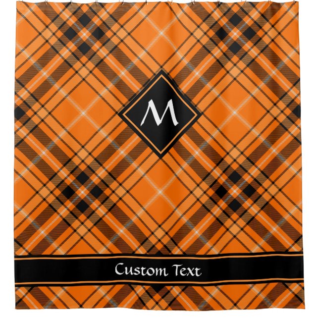 Rideaux De Douche Tartan orange d'Halloween (Devant)