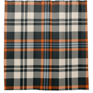 Rideaux De Douche Tartan plaid automne motif en noir, orange, bleu