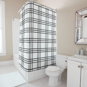 Rideaux De Douche Tartan plat moderne minimaliste noir et blanc