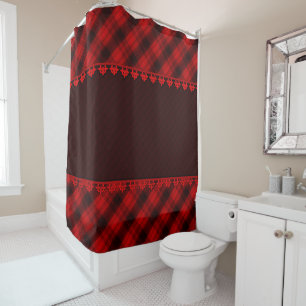 Rideaux De Douche tartan rouge brun Abstrait sans soudure à damiers 