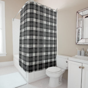 Rideaux De Douche Tartan Scotland Plaid noir blanc gris chaudière