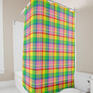 Rideaux De Douche Tartan vert rose