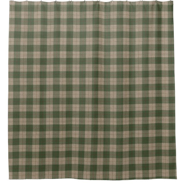 Rideaux De Douche Tartan vert Tan Primitif Tartan Check Plaid (Devant)