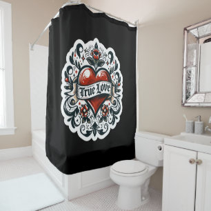 Rideaux De Douche Tatouage de cœur d'amour véritable Autocollant Sty
