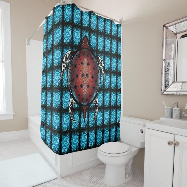 Rideaux De Douche Tatouage de Fantasy Turtle (En situation)