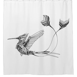 Rideaux De Douche Tatouage d'oiseau de Psychedlic