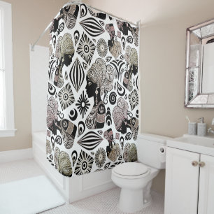 Rideaux De Douche Tatouage Tribal Portrait de Fille Africaine