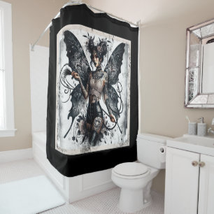 Rideaux De Douche Tatouages de fée asiatique gothique de beauté somb