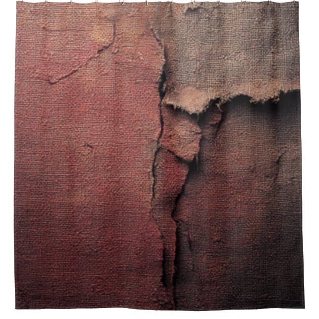 Rideaux De Douche Tattered Canvas Abstract in Rust and Earth (Devant)