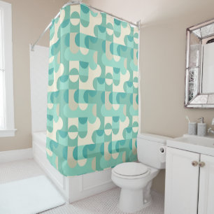 Rideaux De Douche Taupe Beige Turquoise Blue Mint Cercles verts Moti