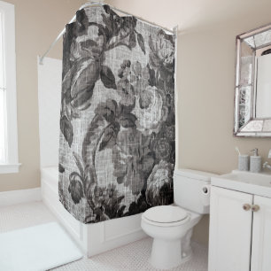 Rideaux De Douche Taupe gris de couleur chamois Toile floral vintage