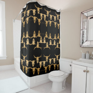 Rideaux De Douche Taureau d'or noir noir noir élégant rustique