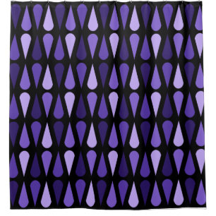 Rideaux De Douche Teardrops du milieu du siècle rétro Indigo noir