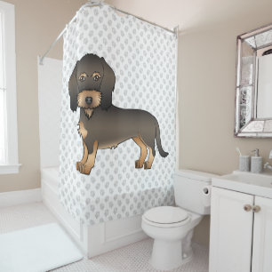 Rideaux De Douche Teckel à poil dur sanglier dessin animé chien & pa