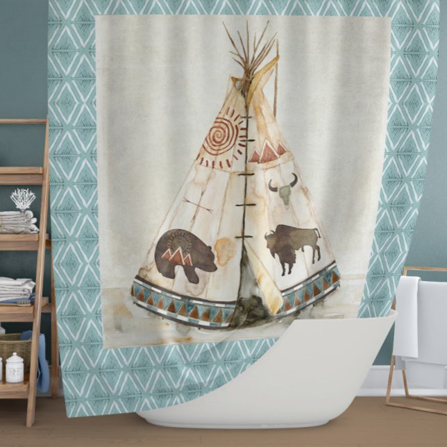 Rideaux De Douche Teepee Bear Plaines tribales Indiens Indiens Vinta (Créateur téléchargé)