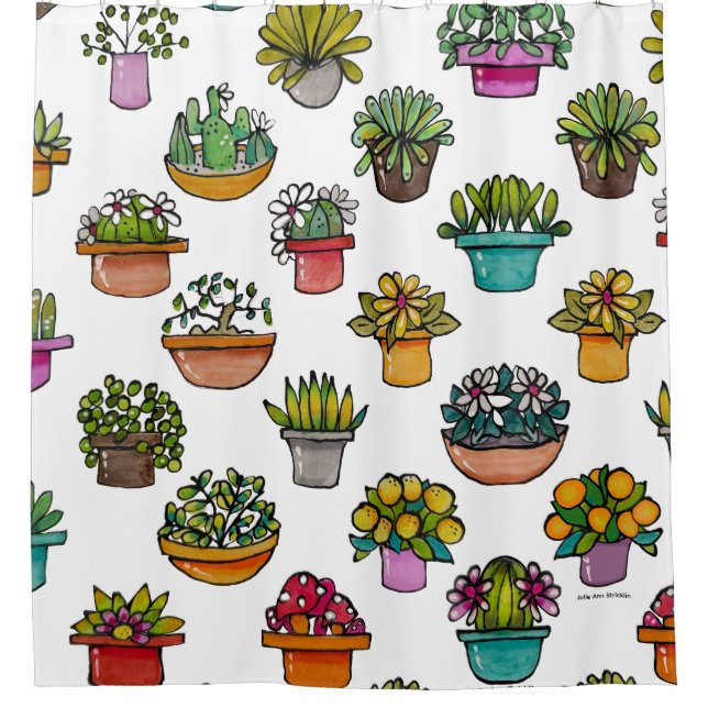 Rideaux De Douche Teinter les plantes dans des pots (Devant)