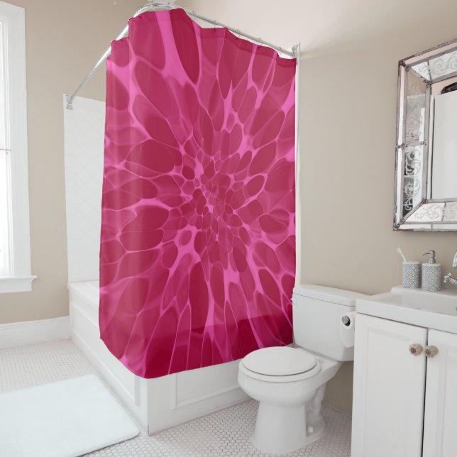 Rideaux De Douche teinture à cravate teintes rose (En situation)