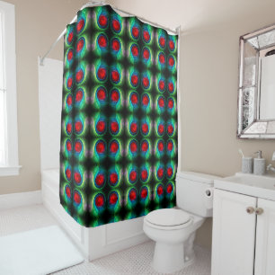 Rideaux De Douche Tempête rouge Floral Art moderne Abstrait Motif co