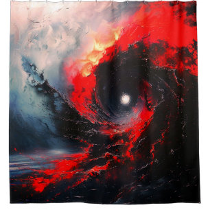 Rideaux De Douche Tempête Vortex Rouge Surréaliste