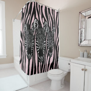 Rideaux De Douche Tendance Zebra Herd sur Zebra Imprimer rose