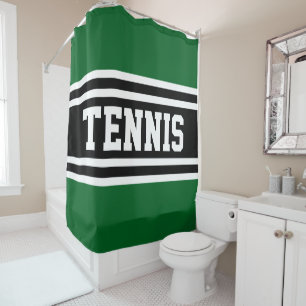 Rideaux De Douche TENNIS Amusant Gras Vert Noir Blanc Rayures de Cou