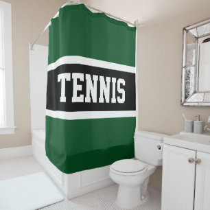 Rideaux De Douche TENNIS Sporty Vert foncé Noir Stripes Athlétiques