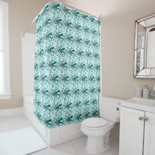 Rideaux De Douche Tentacles crépus Motif octopus bleu