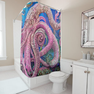 Rideaux De Douche Tentacles de pieuvre rose