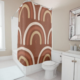 Rideaux De Douche Terracotta Boho Arc-en-ciel Bohemian Moon Stars Br
