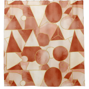 Rideaux De Douche Terracotta Géométrique - Mosaïque d'art en ligne d