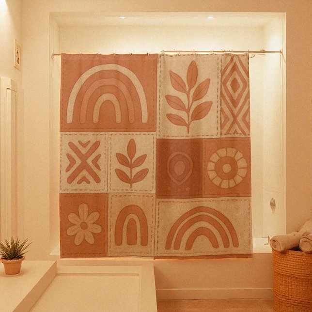 Rideaux De Douche Terracotta Patchwork Quilt Rustic Farmhouse Floral (Terracotta Patchwork Quilt Rustic Farmhouse Floral Shower Curtain)