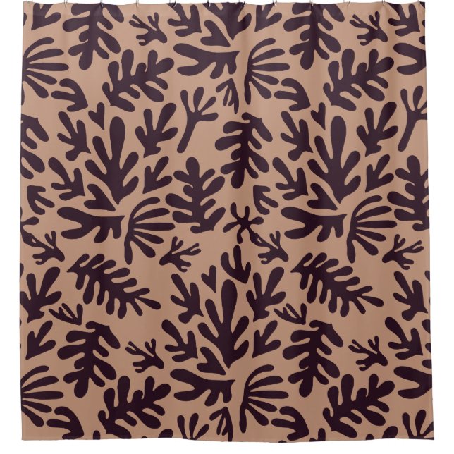 Rideaux De Douche terre cuite et noir abstrait boho Motif moderne (Devant)