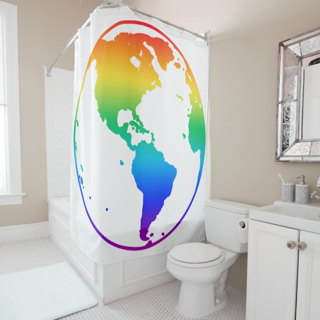 Rideaux De Douche Terre de la planète de couleur arc-en-ciel (En situation)
