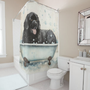 Rideaux De Douche Terre-Neuve Dans Bain Watercolor Dog Art
