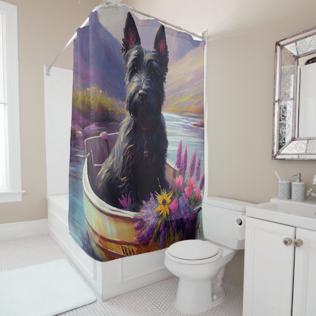 Rideaux De Douche Terrier Écossais sur une pagaie : Une aventure pit (En situation)