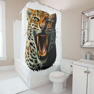 Rideaux De Douche Tête d'attaque du léopard
