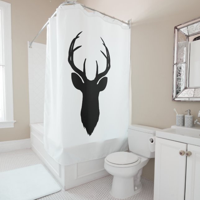 Rideaux De Douche Tête de cerf Antlers rustique Pays moderne (En situation)
