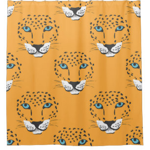 Rideaux De Douche Tête de léopard orange, motif sans soudure.