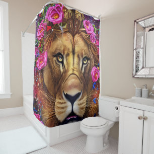 Rideaux De Douche Tête de lion florale