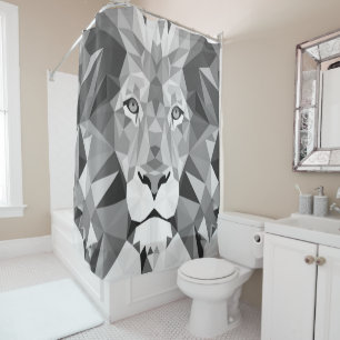 Rideaux De Douche Tête de lion géométrique cool