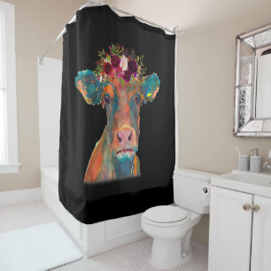 Rideaux De Douche Tête de vache Couleur de l'aquarelle Cadeaux de v