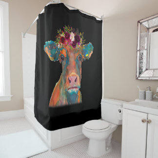 Rideaux De Douche Tête de vache Couleur de l'aquarelle| Cadeaux de v