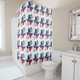 Rideaux De Douche Texas Noël Cowboy Bonhomme de Neige Joyeux Noël
